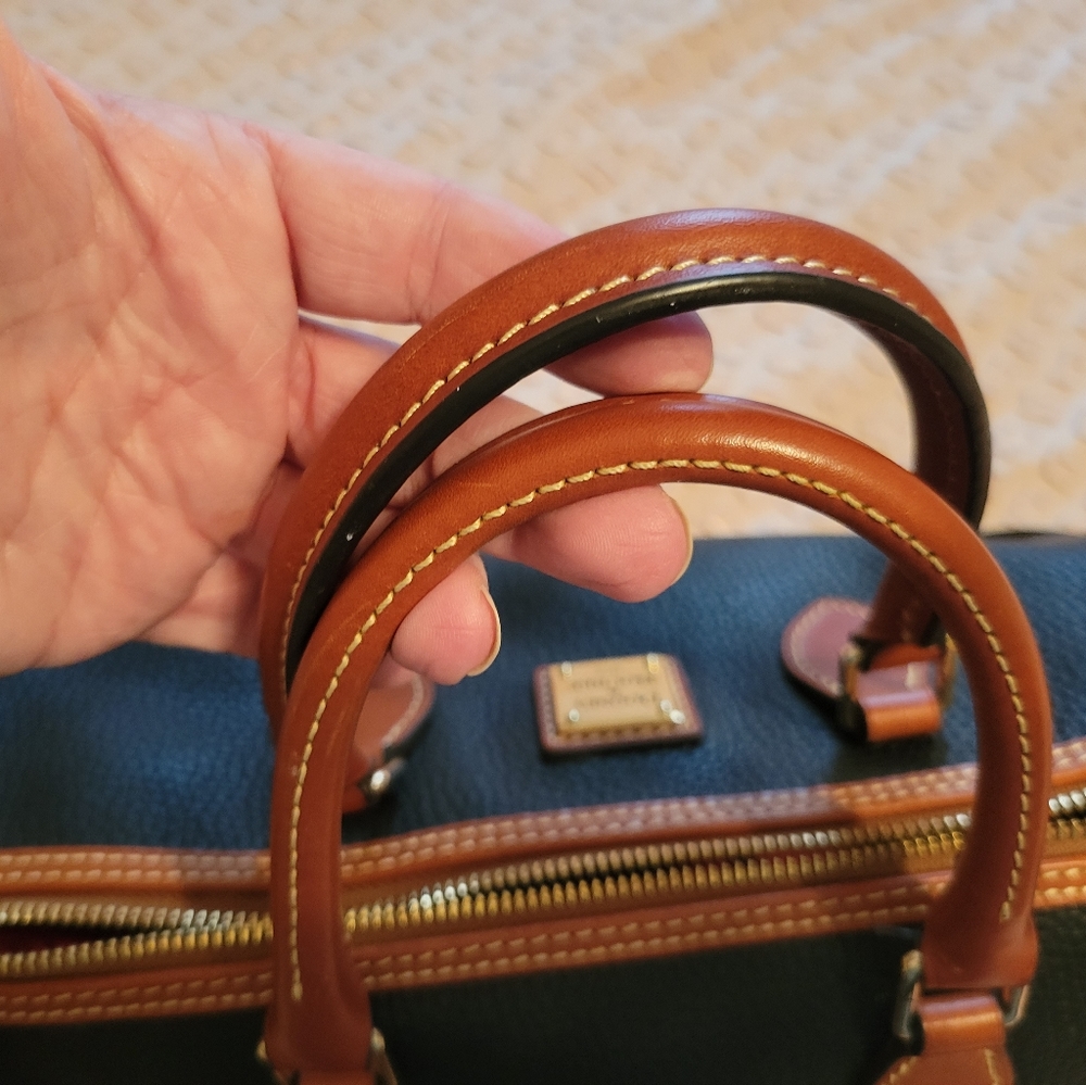 Dooney & Bourke Black Leather Satchel with Tan Trim - Picture 4 of 4